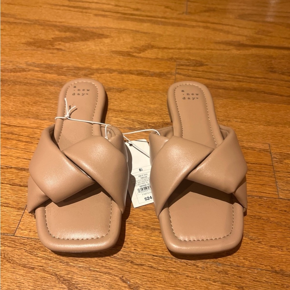 A New Day Women's Tan Slide Sandals